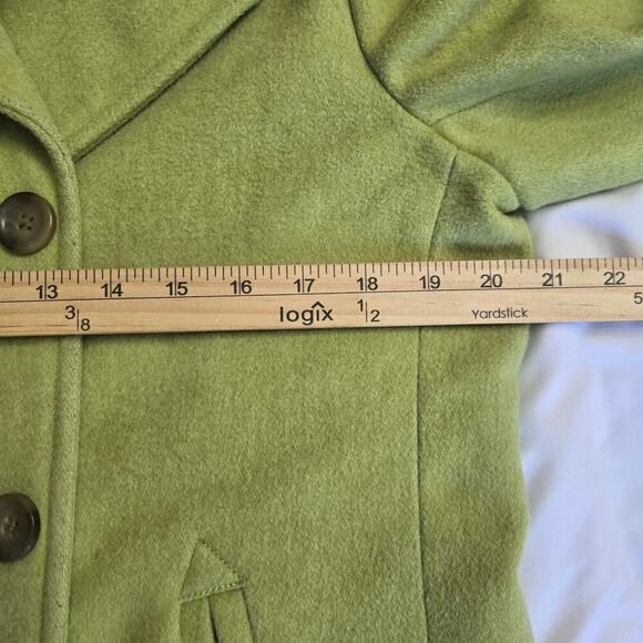 Lands End Wool Blend Pea Coat Women Size 10 Lime Green Quiet Luxury Brat Classic - Picture 11 of 12